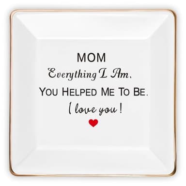 Mothers Day Mom Gifts from Daughter Son,Jewelry Tray Ceramic Ring Dish Decorative Presents for Mother,Personalized Birthday Gifts for Mama Wife from Husband Kids,Unique Present for Mom Wife Women Her - Image 1