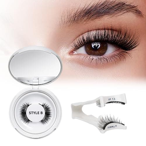 QUEWEL Magnetic Eyelashes 1 Pair Reusable Magnetic Eyelashes with Applicator No Glue Needed Eyelashes Cat Eye Natural Look Lash Clusters Kit Easy to Wear and Remove(B04) - Image 1