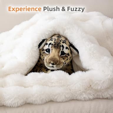 Smoofy Faux Fur Throw Blanket for Couch – Cream White Fluffy Cozy Rabbit Fleece, Plush Soft Bubble Blanket for Sofa & Bed, for Mom, Warm Fuzzy Home Room Decor Throw 50" x 60" - Image 7