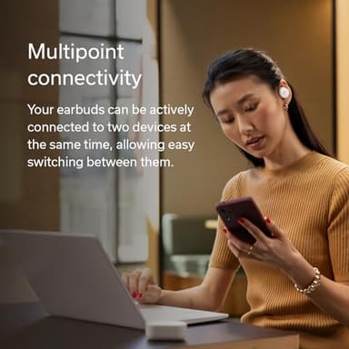 Denon PerL Pro True Wireless Earbuds - Adaptive Active Noise Cancelling, Personalized Sound with Masimo Adaptive Acoustic Technology, Spatial Audio, 32Hr-Battery Life, Wireless Charging, White - Image 5