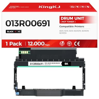 KingKJ 013R00691 B230 B225 B235 Drum Unit (Not Toner) Black 1-Pack High-Yield Replacement Compatible with Xerox B225 B235 B230 B225DNI B235DNI B230DNI Printer Imaging Drum Laser All-in-One Copier Copy - Image 1