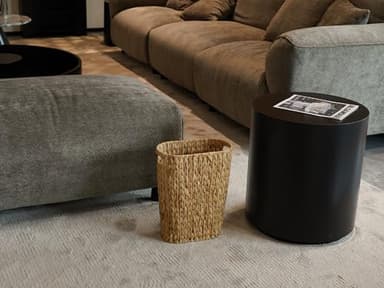 Coeusy Wicker Trash Can,Bathroom Trash Can,Water Hyacinth Wicker Waste Basket for Bathroom,Handwoven Narrow Small Waste Basket for Bedroom,Office,5 Gallon - Image 9