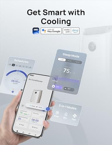 Dreo Portable Air Conditioners, 12,000 BTU AC Unit for Bedroom with Drainage-free Cooling, 46dB Quiet, APP/Voice/Remote, 24h Timer with Fan & Dehumidifier, Smart Standing AC for Room Indoors, AC515S - Image 4