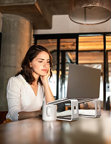 SOUNDANCE Laptop Stand, Aluminum Computer Riser, Ergonomic Laptops Elevator for Desk, Metal Holder Compatible with 10 to 15.6 Inches Notebook Computer, Silver - Image 7