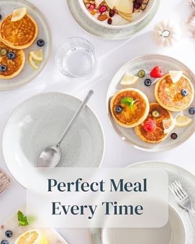 Stoneware dinnerware set 8 persons 32 pcs - Mediterranean dinnerware set, dishwasher, microwave and scratch resistant - Bowl and plate set - Dinnerware Pure Living Light Beige… - Image 4