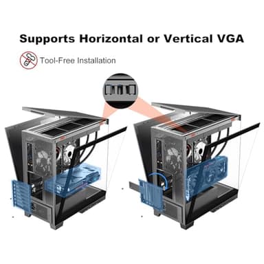 SAMA NEVIEW 4503 Mid Tower PC Case with Dual Tempered Glass Panels, 4×120mm ARGB Fans Pre-Installed, High Airflow ATX PC Case for Case PC Gaming, USB 3.0×2, Type-C Port, Supports Top 360mm AIO – Black - Image 5