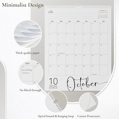 Modern Vertical Wall Calendar 2025-18 Month Calendar January 2025 to June 2026, 11x13.5 Inches Cursive Font Design with Spiral Twin-Wire Binding - Image 4