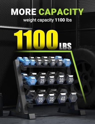 YOLEO Dumbbell Rack - 3 Tier & 5 Tier Compact Weight Rack for Dumbbell, Kettlebell, Barbell, Heavy Duty Weight Storage Organizer, Space-Saving Dumbbell Storage Stand Holder for Home Gym - 1100LBS Capacity (Rack Only - Image 3