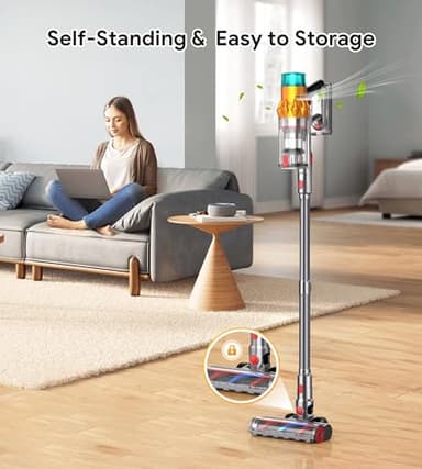 REBANIC Cordless Vacuum Cleaners for Home,8-in-1/65Min/600W/48Kpa Powerful Suction,Self-Standing Cordless Stick Vacuum Cleaner,Lightweight Anti-Tangle Rechargeable Vacuum for Floor/Carpet/Pet Hair/Car - Image 4