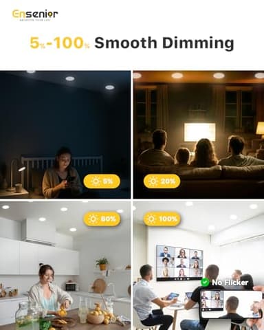 Ensenior 24 Pack 6 Inch LED Recessed Ceiling Light, Dimmable, 2700K-6000K 6CCT, 1050LM 12W 120V, High Brightness Canless Wafer Downlight - ETL&FCC&IC - Image 4