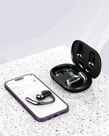 Open Ear Clip Wireless Earbuds Bone Conduction Headphones, Bluetooth 5.4, Open Ear Design, Built-in Mic, IPX7 Waterproof, LED Display Charging Case,Ear Hooks Ear Buds,Design for Running Fitness - Image 7