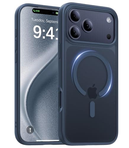 KCQNine Magnetic for iPhone 17 Pro Case,[Anti-Slip][Compatible with MagSafe][Military Grade Drop Protection] Shockproof Protective Translucent Matte Phone Case for iPhone 17 Pro Case,Midnight Blue - Image 1