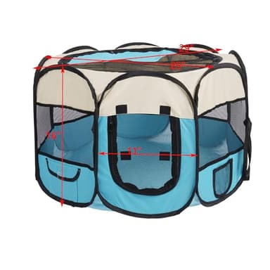 Pet Cat Playpen for Indoor Cats,Portable Pet Dog Playpen,Puppy Small Dog Cat Tent Crates Cage,29x29x16,Blue/Beige,1Pack - Image 6