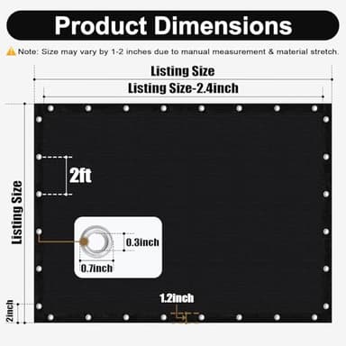 Artpuch Pergola Shade Cover with Grommets 6x8 FT 90% UV Block Outdoor Sun Shade Cloth Privacy Screen for Patio (Customized Available) Black - Image 8