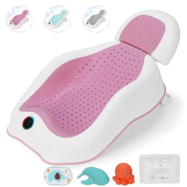 babove Baby Bath Support | Newborn Bathtub,Ergonomically Designed with Thermometer Collapsible Baby Bathtub Baby Bather, Baby tubs for Baby tubs for Newborn Essentials Must Haves (Pink) - Image 1