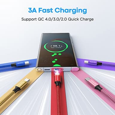 etguuds Color USB C Cable 3ft, 5-Pack USB to USB C Charger Cable, Fast Charging Cord Type C Braided for iPhone 15, for Samsung Galaxy S24 S23 S22 S21 S20 A25 A54 A15 A14, Note, Flip, Pixel, Moto, LG - Image 3