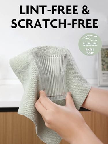 Fantasticlean Tear Away Dish Cloth - 40 Sheets - 10'' by 10'', Reusable Washable Kitchen Towel Rolls, Super Absorbent and Thick Microfiber Cleaning Cloths (2 Rolls of Beige and MossGreen) - Image 4