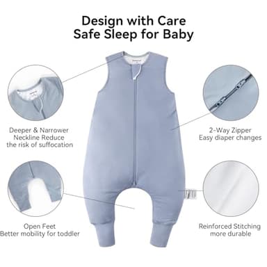 BubblePanda Rayon Made from Bamboo Toddler Sleep Sack with Feet 12-24 Months 0.5 Tog Ultra Soft Toddler Sleeping Sack 1t-2t Baby Sleep Bag Walker Wearable Blanket with Legs 2-Way Zipper Lightweight - Image 3