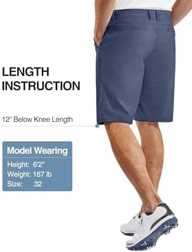 PULI Mens Golf Hiking Shorts Lightweight Casual Dress 12" Inseam Work Stretch Travel Hybrid Quick Drying with Pockets - Image 4
