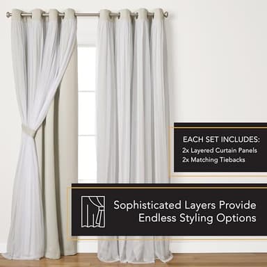 TOWN & COUNTRY LUXE Talia Double Layer Indoor Curtains, Sheer and Room Darkening Blackout, Grommet Top, Energy Efficient, 2-Pack Set, 52"W x 120"L (Pack of 2), Cloud Grey 2 Count - Image 11
