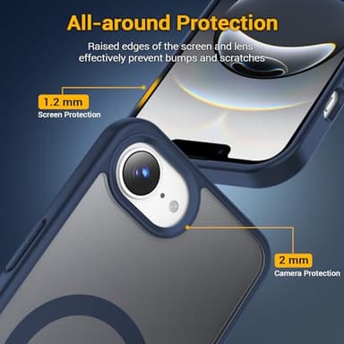 Temdan for iPhone 16e Case[Compatible with MagSafe] [Military-Grade Drop Protection] [Anti-Fingerprint] [Anti-Scratch] Slim Silky-Soft Touch Translucent Matte Sleeve Case 6.1 inch, Blue - Image 6