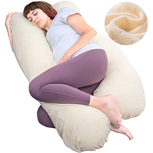 MOON PINE Pregnancy Pillow, U Shaped Full Body Pillow for Maternity Support, Sleeping Pillow with Velour Cover for Pregnant Women (Yellow) - Image 1