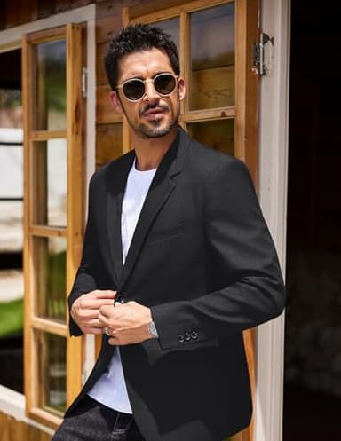 COOFANDY Mens Blazer Two Button Suit Jackets Lapel Collar Sport Coats with Pockets - Image 2