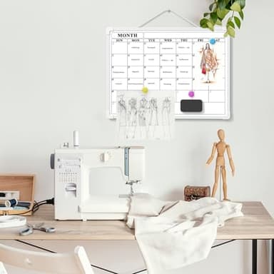 Lumspax Monthly Whiteboard Calendar for Wall, Small 16" x 12" Dry Erase Board with Plastic Frame, Hanging Dry Erase Calendar with 3 Mini Sticky Notes for Kitchen Planner, Memo, Home and Office - Image 8