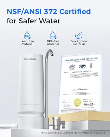 Waterdrop Water Filter for Sink Faucet, 4000 Gallons Countertop Water Filter System and Filter Life Reminder, Reduces Heavy Metals, Bad Odor, and 99% Chlorine, WD-CTF-05 (1 Filter) - Image 6