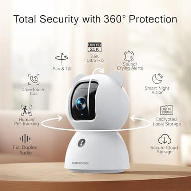 2.5K Security Camera Indoor, Non-Subscription AI Person/Pet/Cry Detection, 4MP Pet/Dog/Cat Camera w/Phone App, Pan Tilt 2.4GHz WiFi Cameras for Home Security, IR Night Vision, Full Duplex 2-Way Audio - Image 2