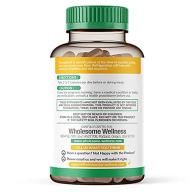 Wholesome Wellness Digestive Enzymes 1000MG Plus Prebiotics & Probiotics Supplement, 180 Capsules, Organic Plant-Based Vegan Formula for Digestion & Lactose with Amylase & Bromelain,3-6 Months Supply - Image 9