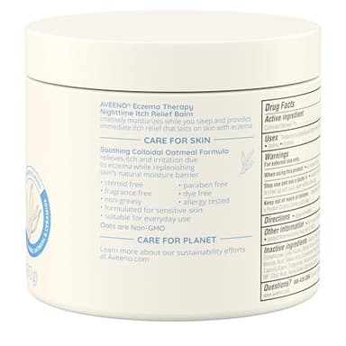 Aveeno Eczema Therapy Nighttime Itch Relief Balm, Eczema Cream for Body, Moisturizing Colloidal Oatmeal & Ceramide Formula, Fragrance Free, Soothing Dry Itchy Skin, 11 fl oz - Image 8