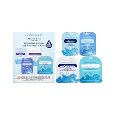 Freeman 4 Piece Moisture Mask Face Set, Hydrating Face Masks & Under Eye Mask For Puffy Eyes, Hydrogel Masks For Dry Skin, Hyaluronic Acid, Travel-Friendly, Vegan & Cruelty Free Skincare - Image 1