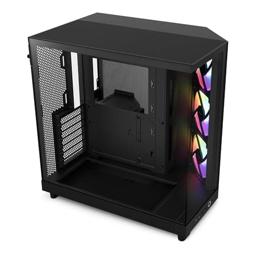 NZXT H6 Flow RGB Mid-Tower Airflow Case with 3 RGB Fans, Panoramic Glass Panels, Cable Management - Black - Image 1