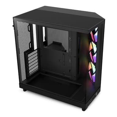 NZXT H6 Flow RGB Mid-Tower Airflow Case with 3 RGB Fans, Panoramic Glass Panels, Cable Management - Black - Image 1