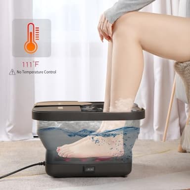 Beinilai Collapsible Foot Spa,Foot Bath with Heat and Massage and Bubble Jets,Foot Soak Tub with Six Non Motorized Rollers,Acupressure Massage Points,Red Light and Removable Pumice Stone - Image 3