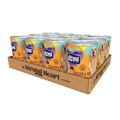 A Strong Heart Wet Dog Food, Chicken & Rice Dinner - 13.2 oz Cans (Pack of 12), Made in The USA with Real Chicken - Image 1