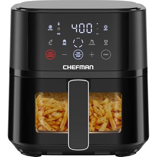 Chefman Air Fryer – 4 QT Compact Airfryer for Quick & Easy Meals, Features Hi-Fry Technology for Extra Crisp, Easy-View Window, Touch Controls with 4 Presets, Nonstick & Dishwasher Safe Basket - Black - Image 1