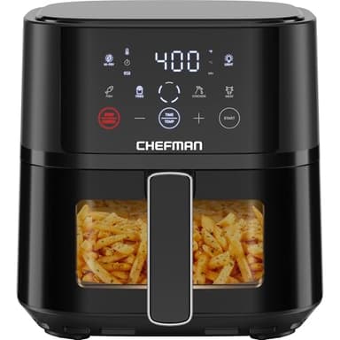 Chefman Air Fryer – 4 QT Compact Airfryer for Quick & Easy Meals, Features Hi-Fry Technology for Extra Crisp, Easy-View Window, Touch Controls with 4 Presets, Nonstick & Dishwasher Safe Basket - Black - Image 1