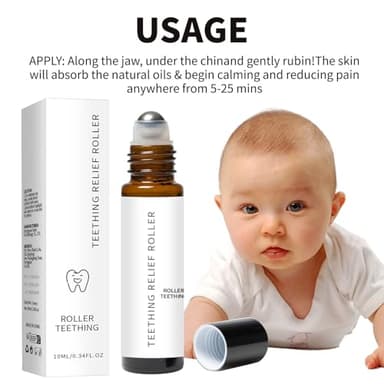 Teething Roller All Natural for Babies, Natural Gum Relief with Chamomile & Rose Oil, Gentle Massage Applicator for Soothing Infant Teething Pain, Essential Oil Massage Roller (2) - Image 4