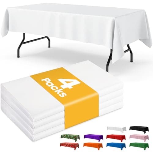 Niuara White Plastic Table Cloth - 4 Pack 54" × 108" Rectangle Disposable Tablecloths for 6FT Tables, Waterproof Table Cover for Party, Holiday & Gathering Use - Image 1