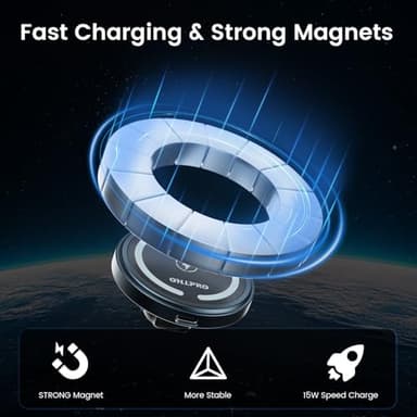 OHLPRO for MagSafe Car Mount Charger iPhone Wireless Car Charger, Stick on Dashboard Magnetic Phone Holder Mount for iPhone 17 Pro Plus Max 16 15 14 13 12 Series, 15W Fast Charging, Aluminum Shell - Image 3