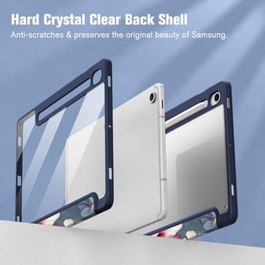Fintie Hybrid Slim Case for Samsung Galaxy Tab S10 Lite/ S10 FE/ S9 FE 10.9 Inch/Tab S9 11 Inch with S Pen Holder, Shockproof Cover with Clear Transparent Back Shell, Auto Wake/Sleep,Blooming Hibiscus - Image 3