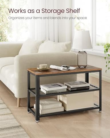 VASAGLE 3-Tier Shoe Rack, Shelf Storage Bench with Metal Mesh Shelves and Seat, Free Standing Shoe Organizer for Entryway, 11.8 x 28.7 x 17.7 Inches, Rustic Brown and Black ULBS73X - Image 7