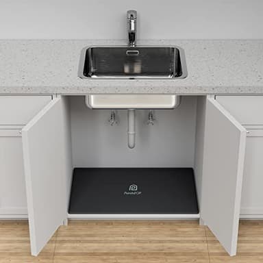 Under Sink Mat, 28" x 22" Silicone Kitchen Cabinet Tray, Waterproof & Flexible Under Sink Liner for Kitchen Bathroom and Laundry Room(Black) - Image 7