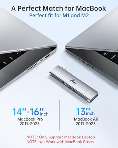 USB C Hub Adapter for MacBook Pro/Air M1 M2 M3 2023 2022 2021 13" 15" 16", 7-in-2 Multiport HDMI MacBook Accessories Dongle with Thunderbolt 3, 4K HDMI, USB C 3.0, 2 USB 3.0, SD & microSD Card Reader - Image 7