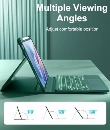 Hamile for iPad Pro 11-inch Case with Keyboard (M4) - Magnetic Wireless Detachable Keyboard with Multi-Touch Trackpad 7 Colors Backlit Stain Proof Folio Cover for iPad Pro 11 Inch 2024 - Pine Green - Image 6