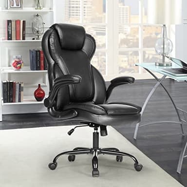 Big and Tall Office Chair 400lbs-Heavy Duty Executive Desk Chair with Extra Wide Seat, High Back Ergonomic Leather Computer Chair with Tilt Rock&Tension, Padded Armrests-Black - Image 2
