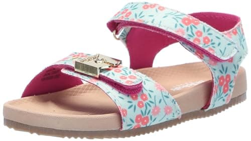 Dr. Scholl's Shoes Original Toddler Flat Sandal AQUA Blue Floral Nylon 11 M - Image 1