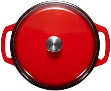 Amazon Basics Cast Iron Dutch Oven Pot with Lid, Enameled, Round, Dual Handles, Heavy-Duty, Medium, 6-Quart, Red - Image 5